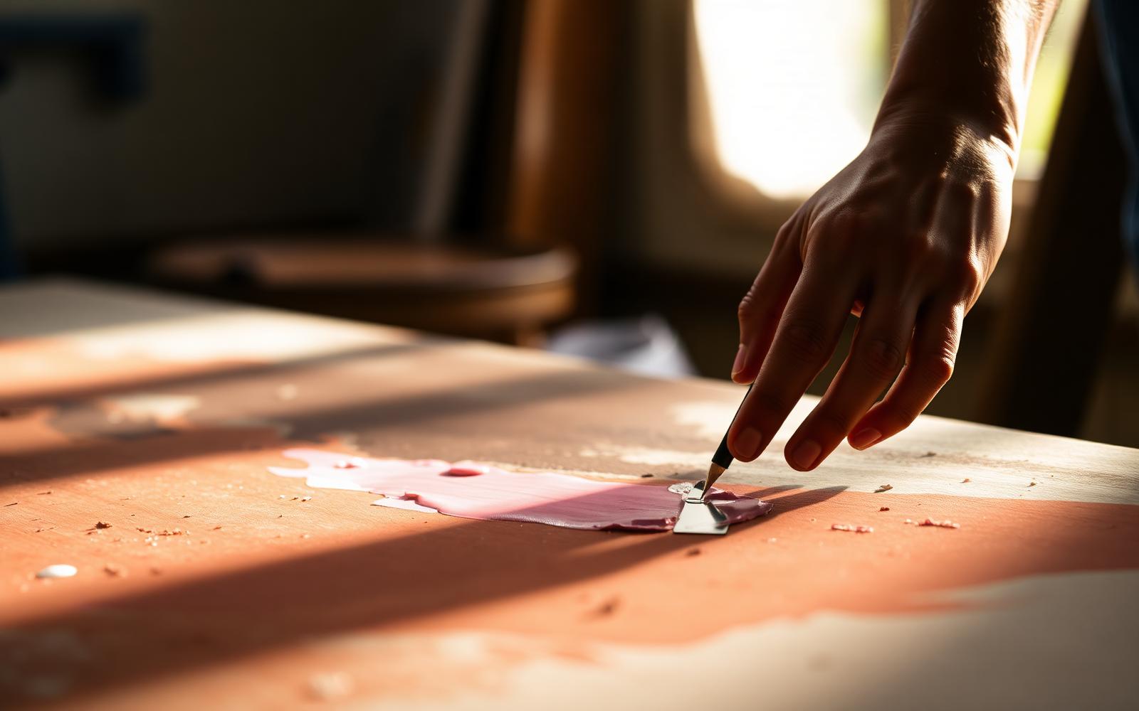 An artist's hands painting