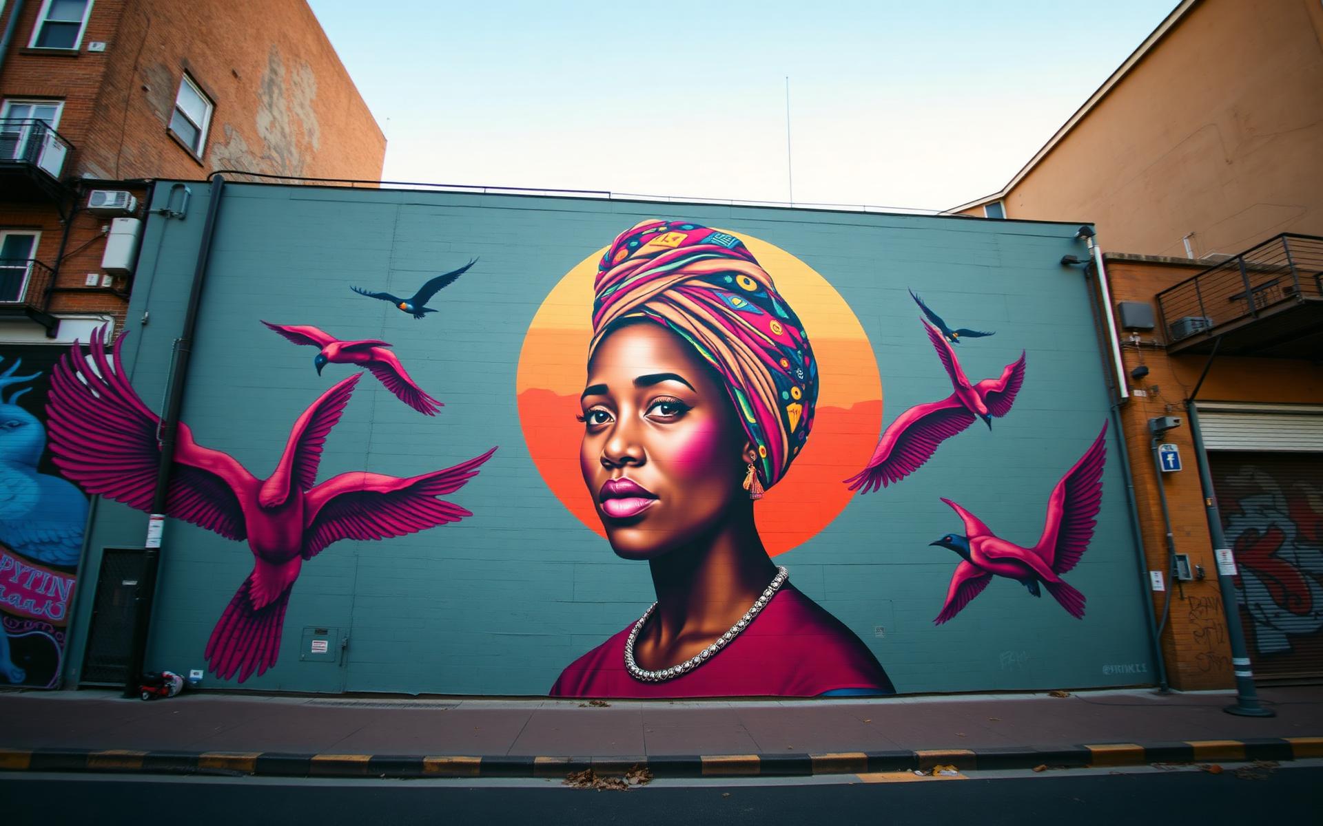 Vibrant mural by a BrieArta community artist